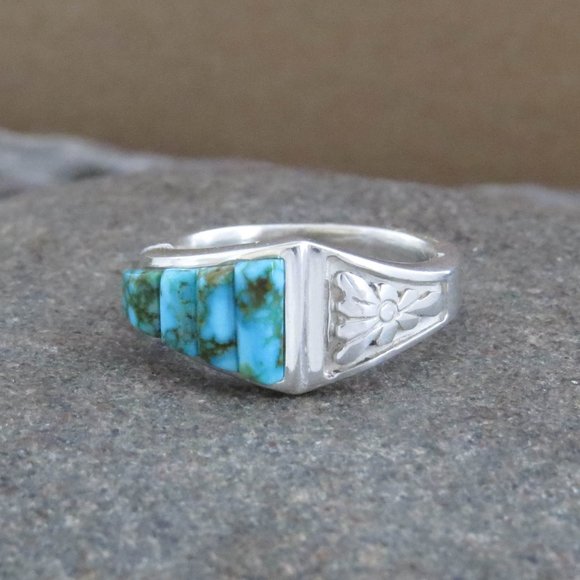 Native American Cobblestone Turquoise and Sterling Silver Statement Ring SZ 7 - Picture 7 of 11